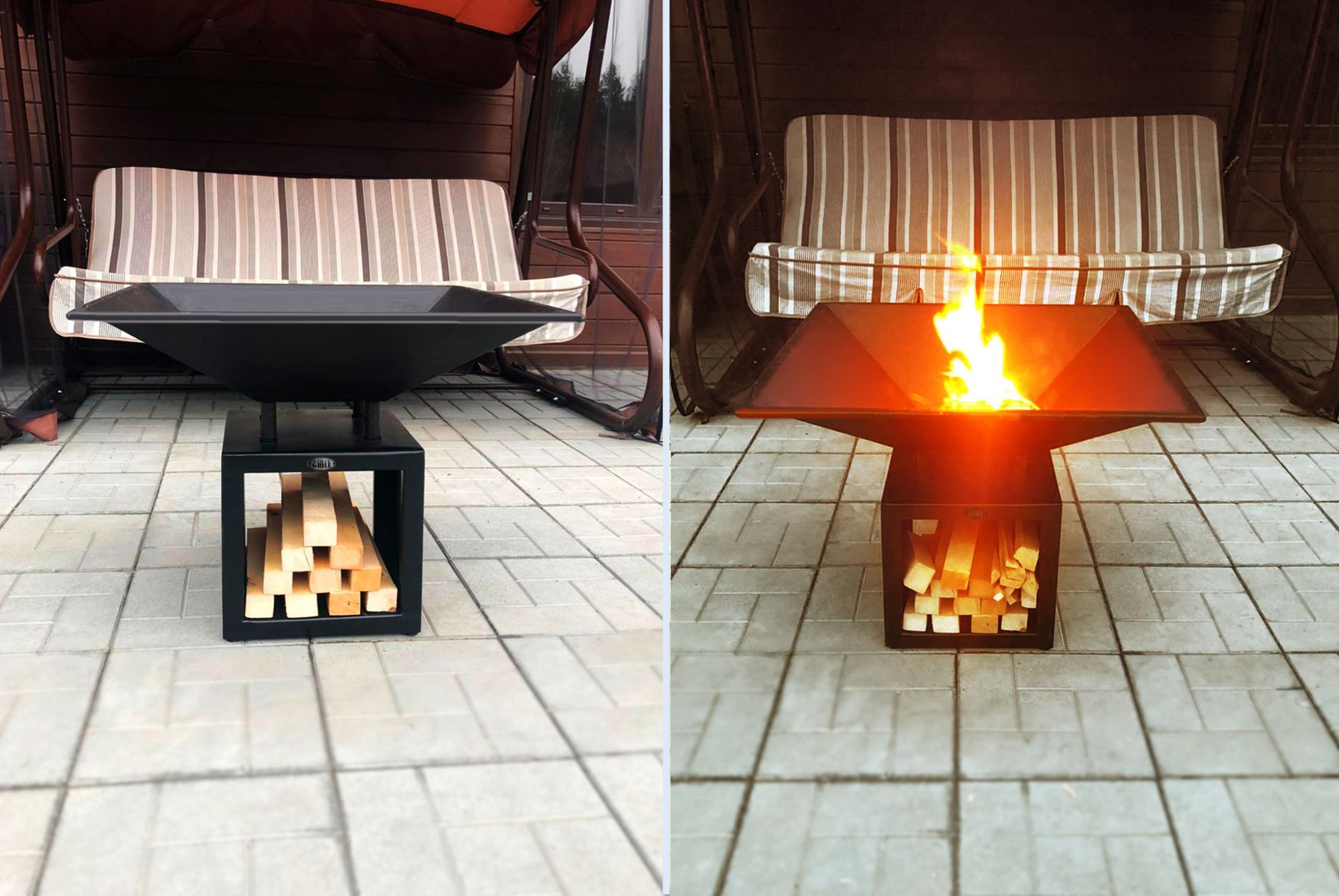 Очаг с вентиляционными отверстиями и решеткой для приготовления (№3)