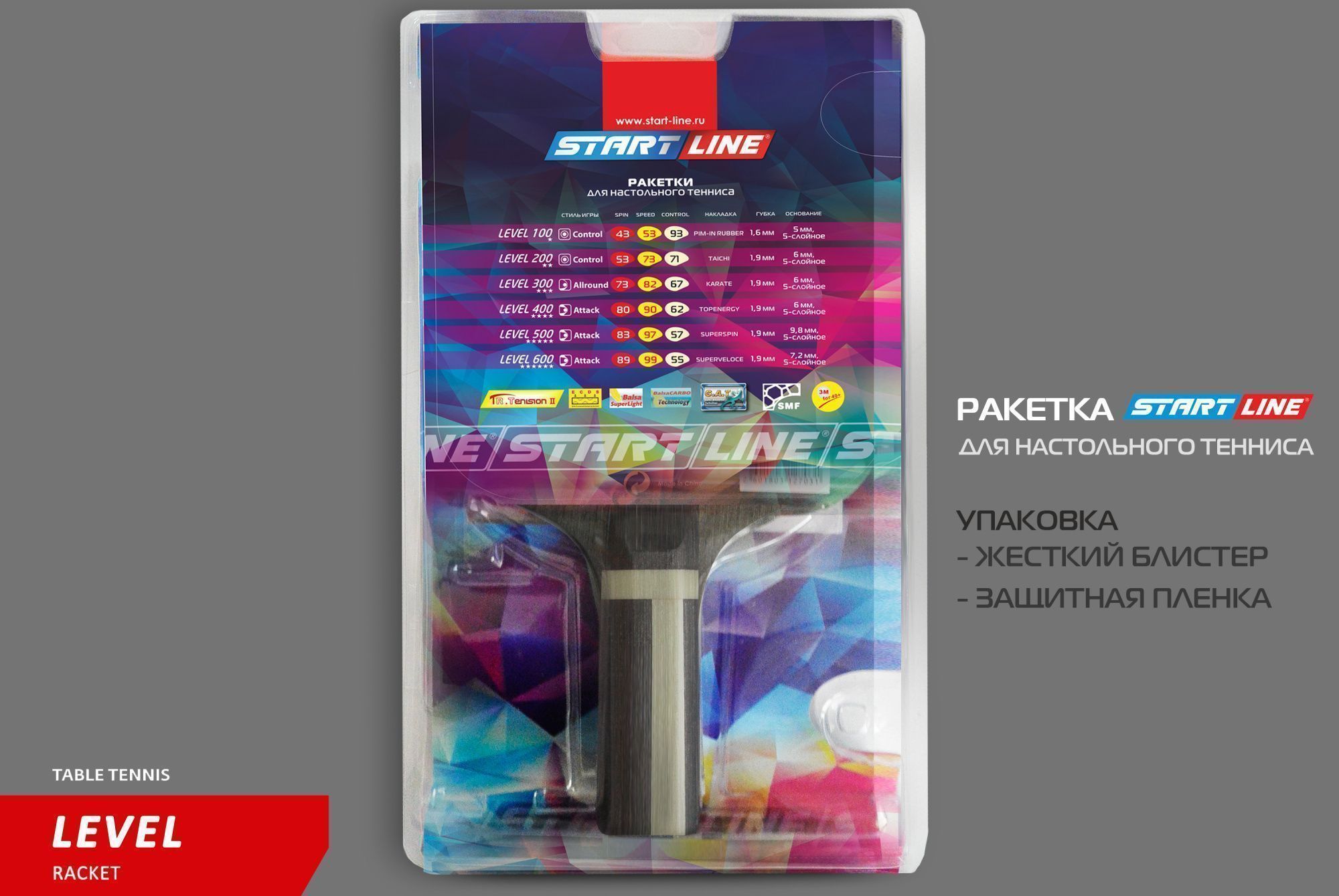 Теннисная ракетка Start line Level 600 New (прямая) 12705