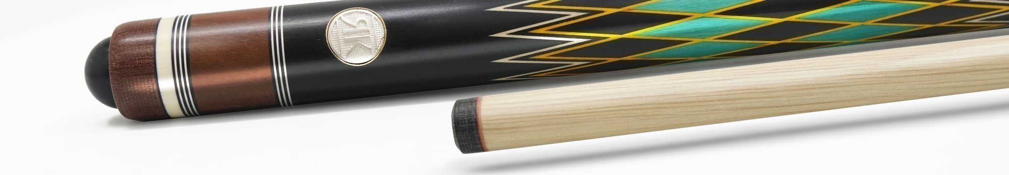 Кий 3-х составной Алмаз, черный граб/белый граб/ясень, 5-запилов