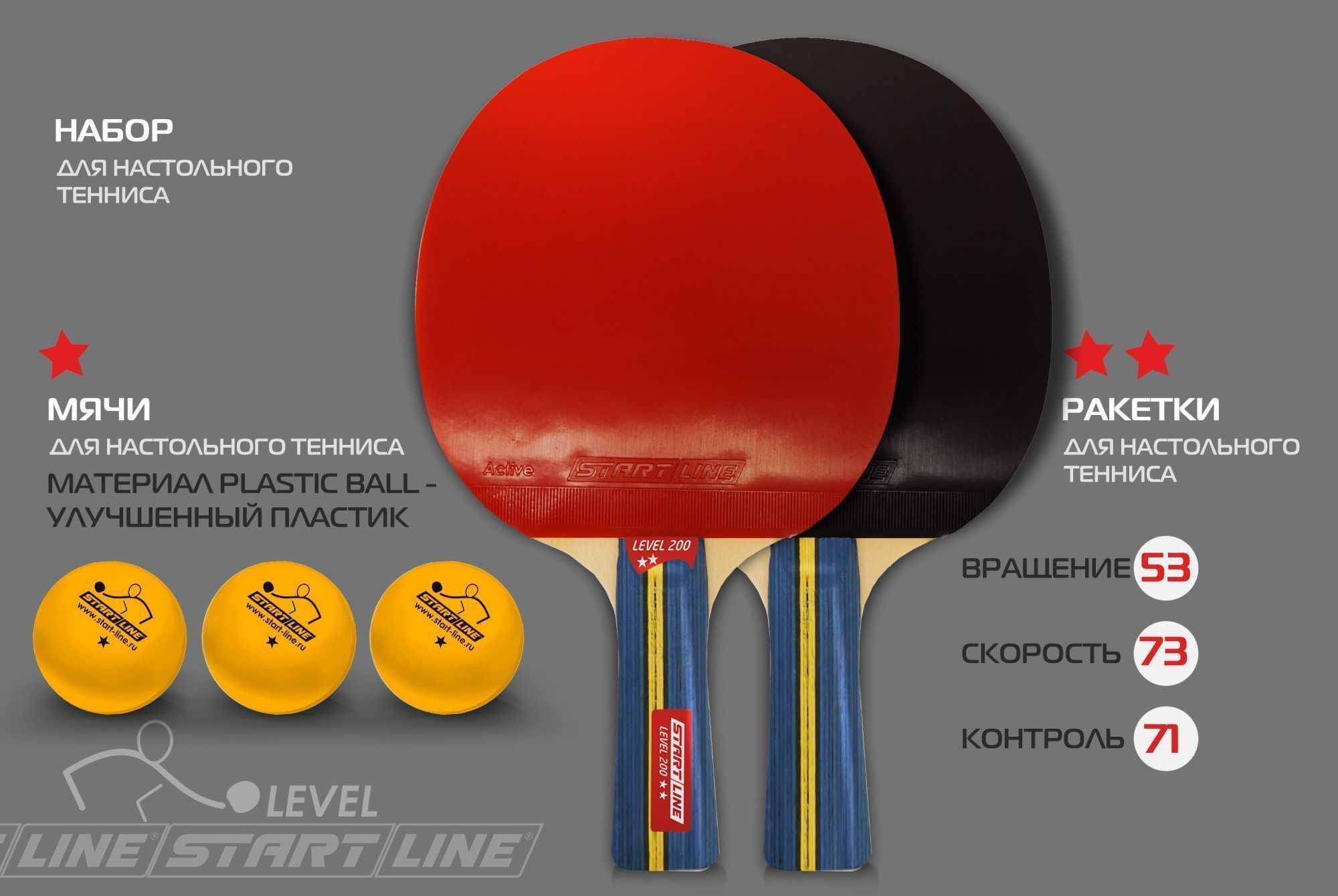 Набор 2 р-ки Level 200, 3 мяча Club Select