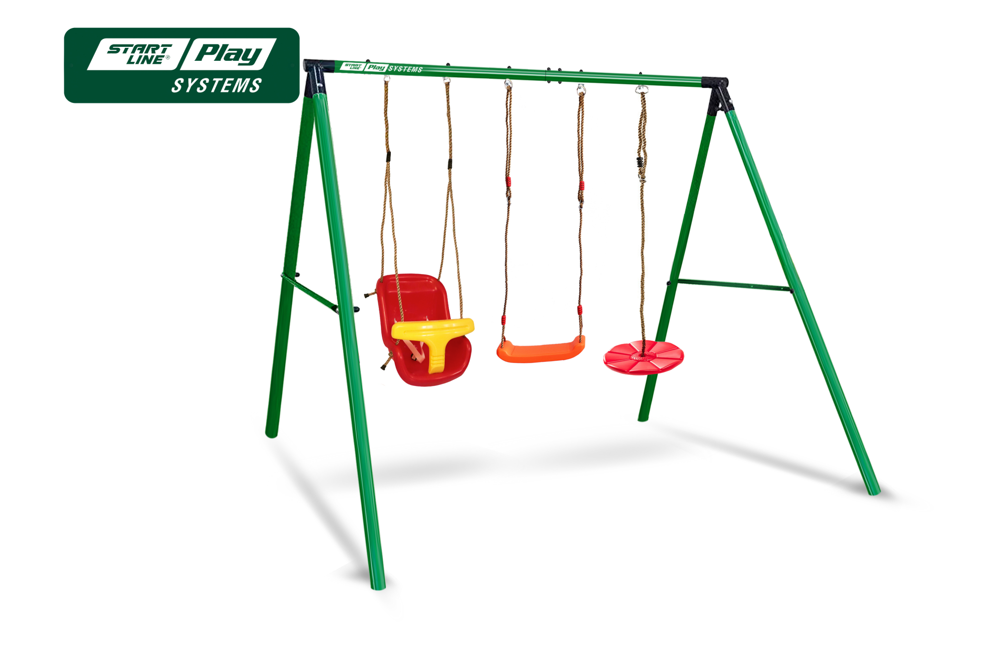 Качели SLP SYSTEMS 3 секции + качеля диск красная + лодочка красная + качеля с фиксацией желтое