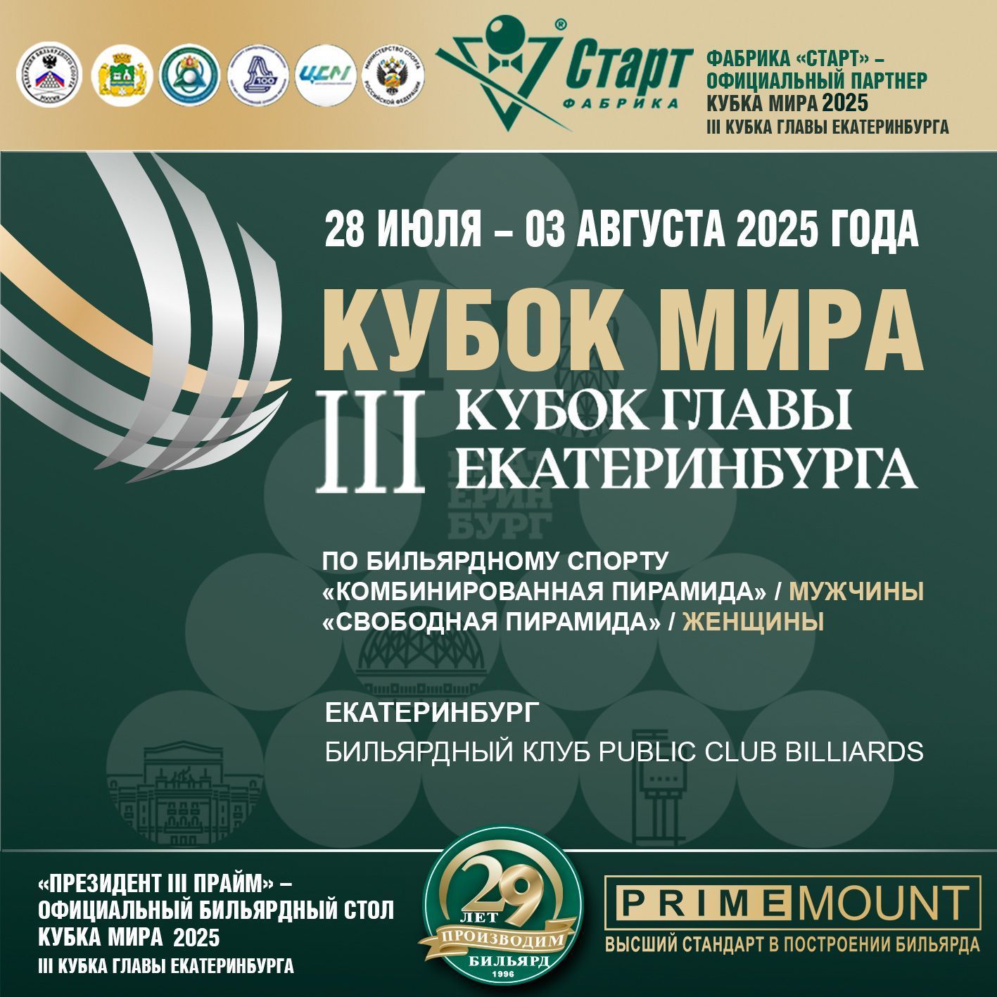 Кубок мира 2025. «III Кубок Главы Екатеринбурга». Столы Фабрики «Старт».
