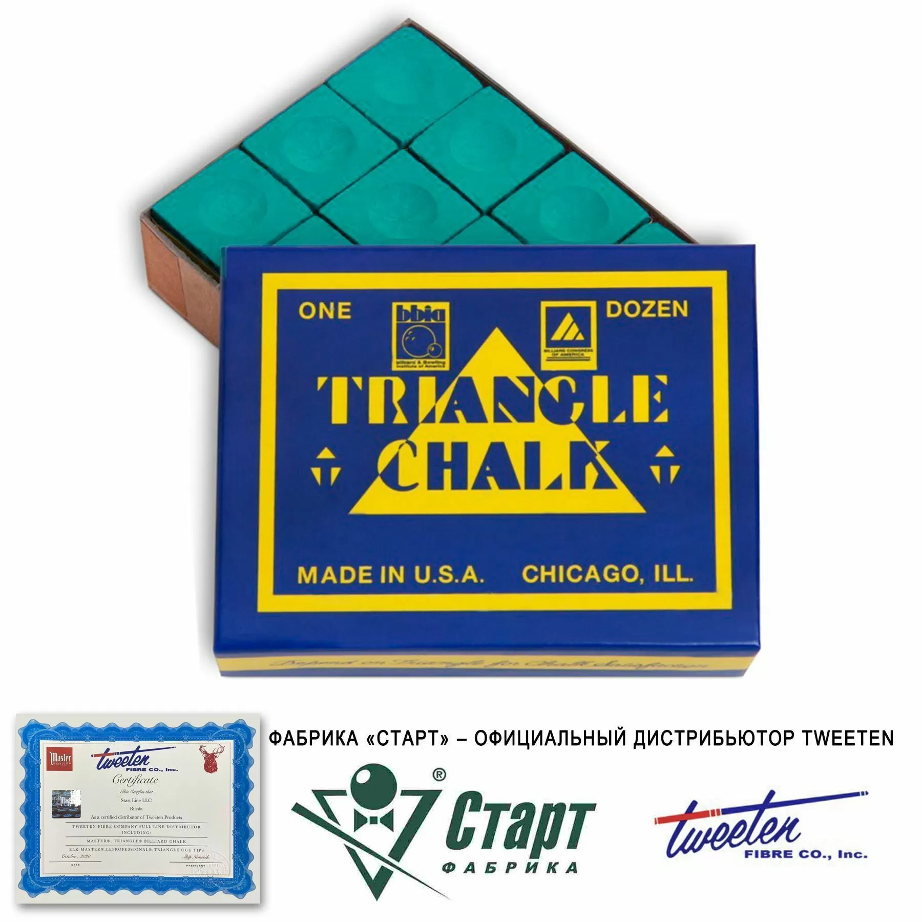 Мел Tweeten Triangle зеленый (12 шт)