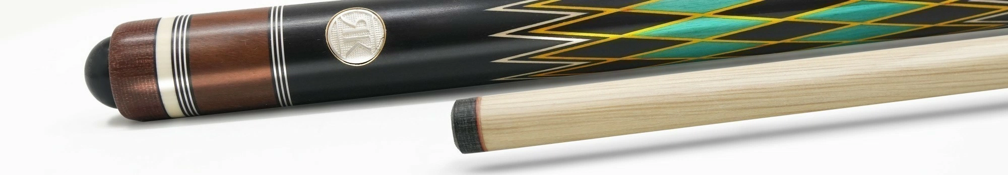 Кий 3-х составной Алмаз, черный граб/белый граб/ясень, 5-запилов 2