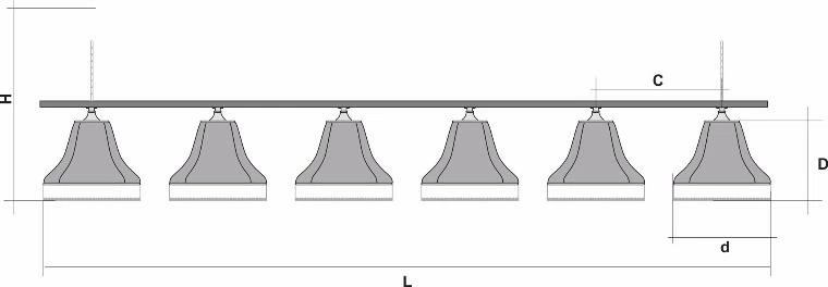 Лампа "Классика" 6 пл. металл