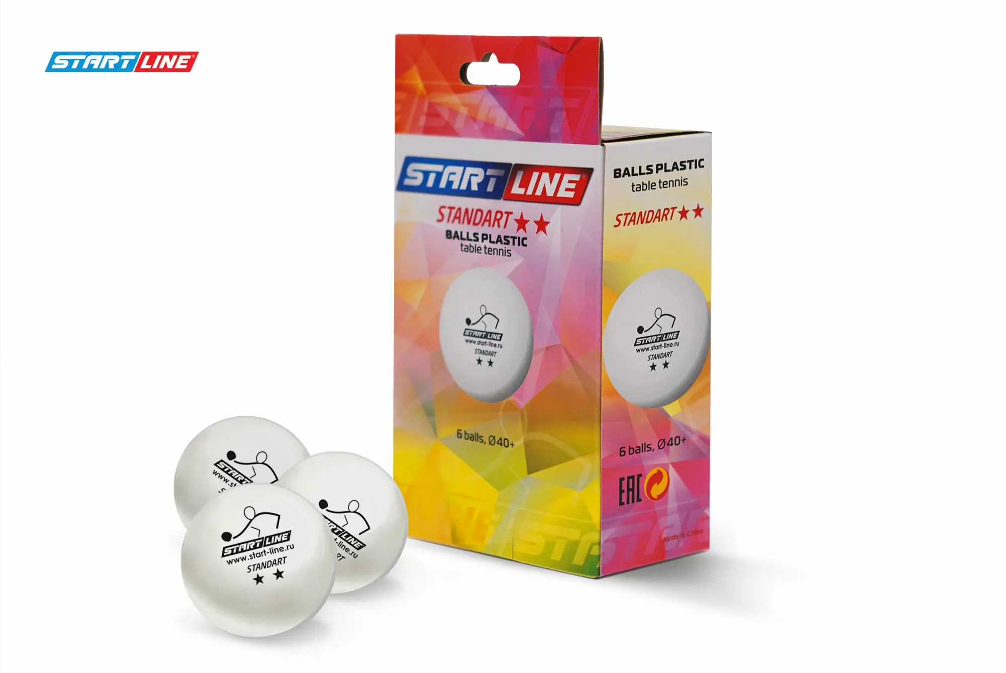 Мячи Start line Standart 2* New (6 шт, бел.)