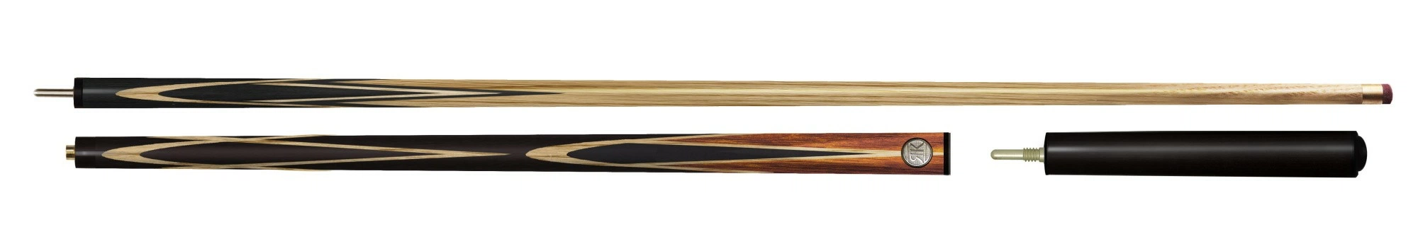 Кий Снукер Ричард 4-х сторонний запил,16 запилов; 2-РС с удлинителем; ясень/черный граб/ятоба(ЯК) 2