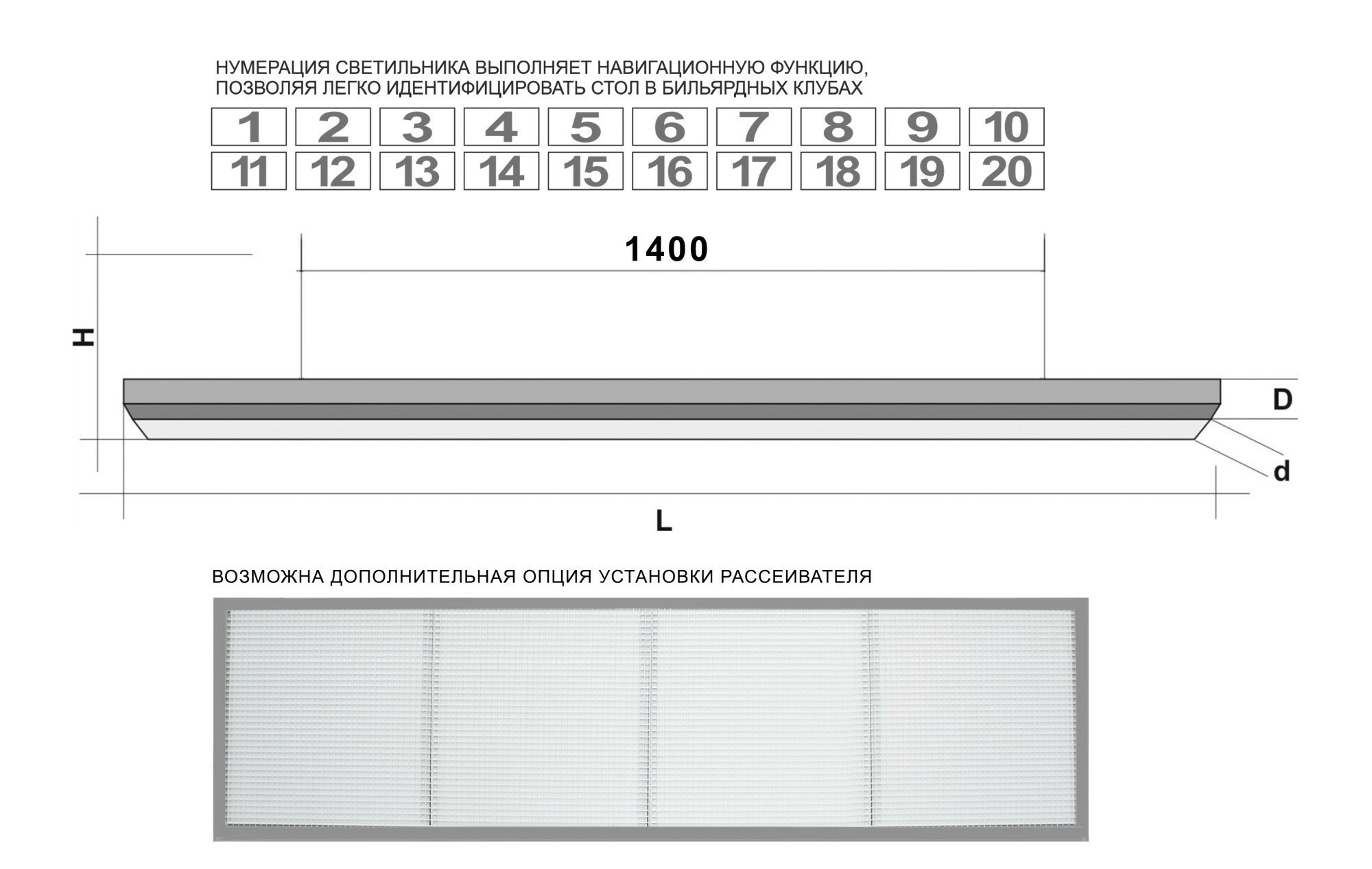 Лампа "STARTBILLIARDS" Club select 4 секции