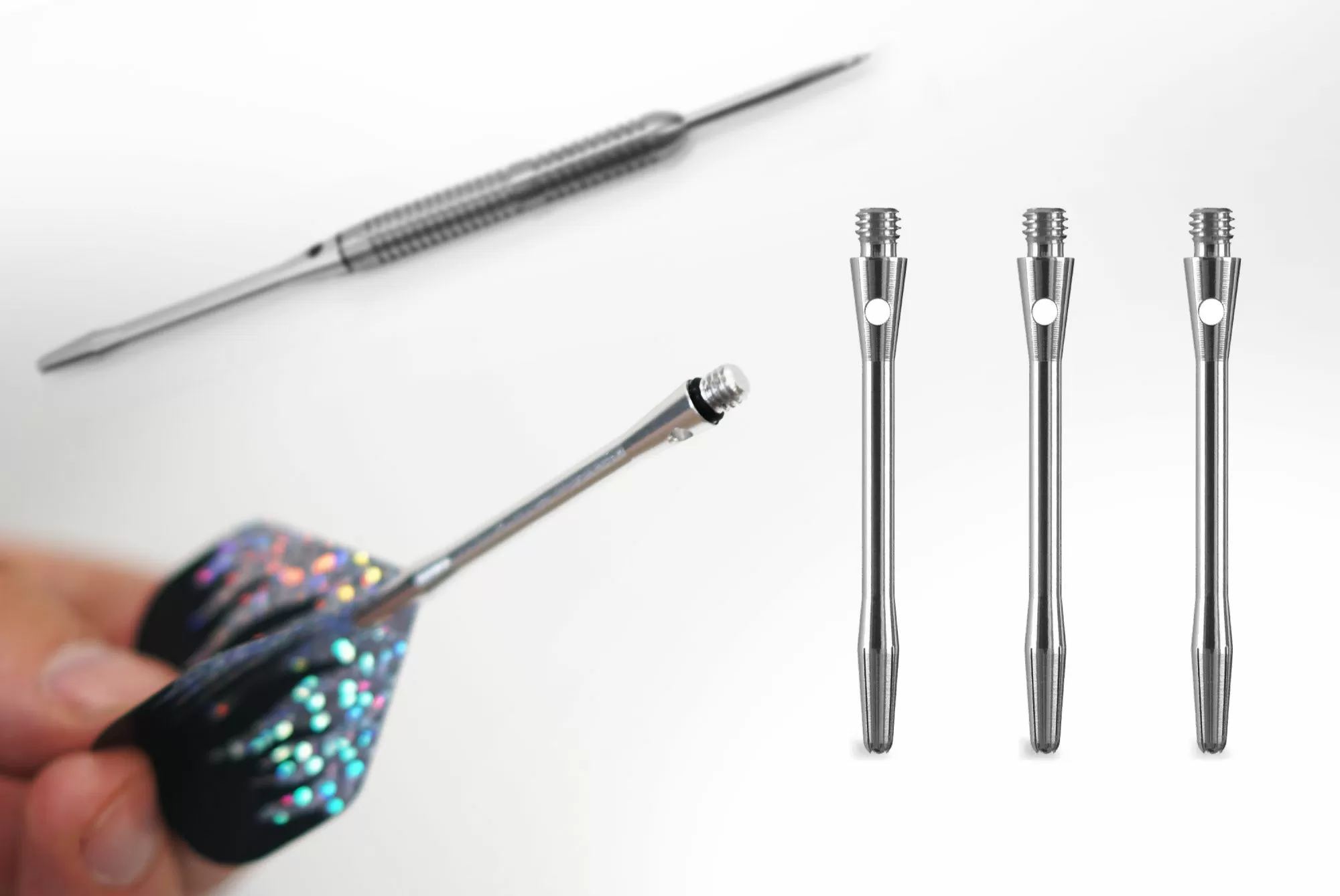 Комплект алюминиевых серебристых хвостовиков 53мм