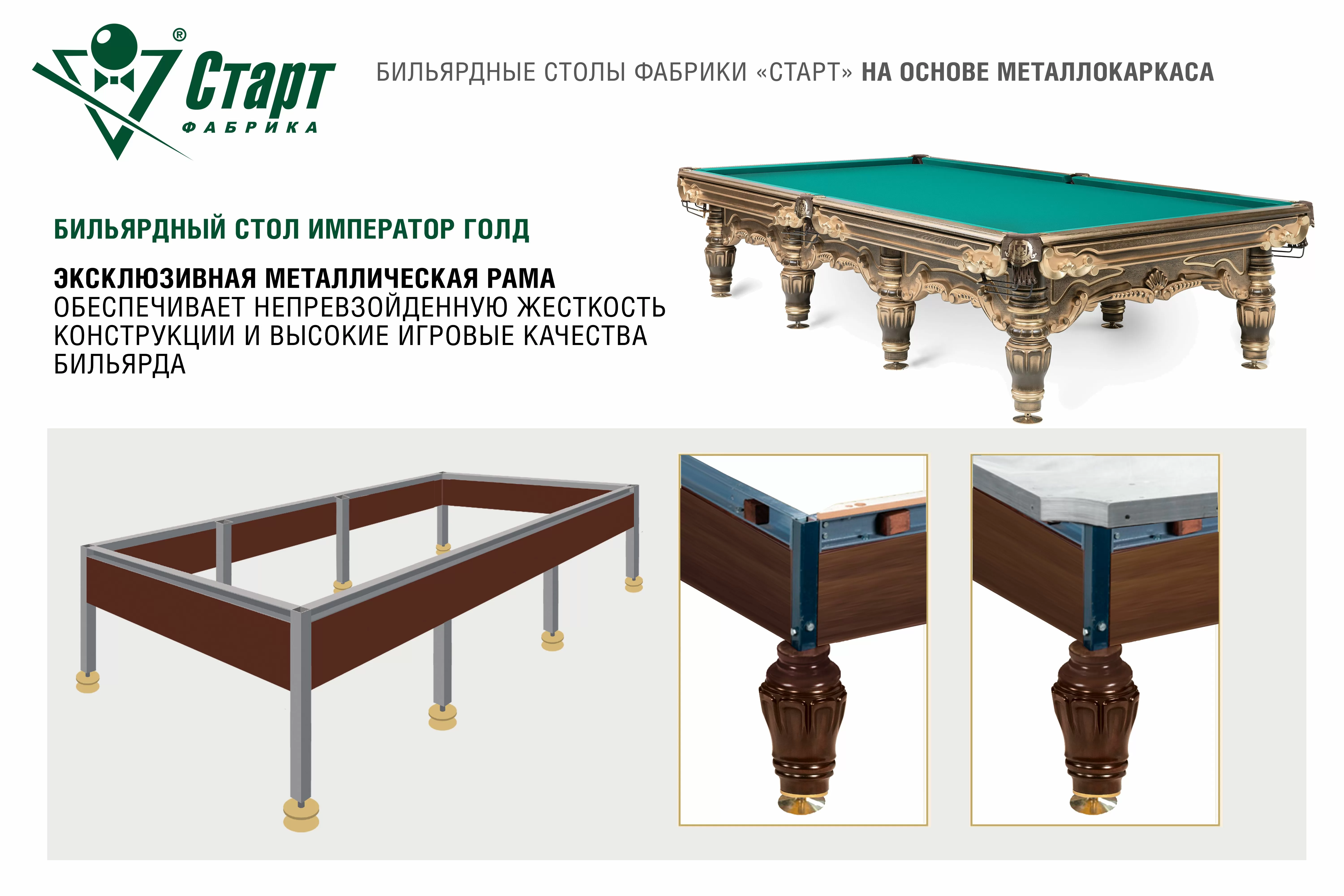 Бильярдный стол Император Голд — Эксклюзивная серия