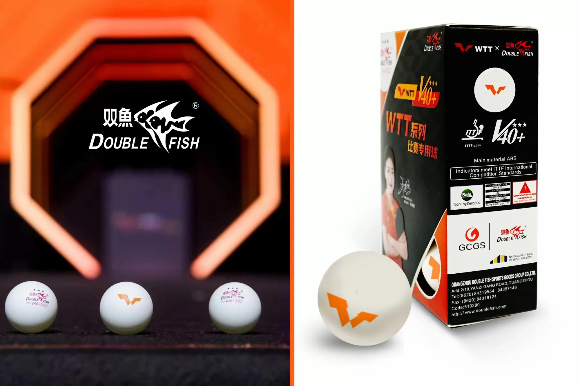 Мячи для н/т Double Fish V40+ 3 star WTT (6шт.)