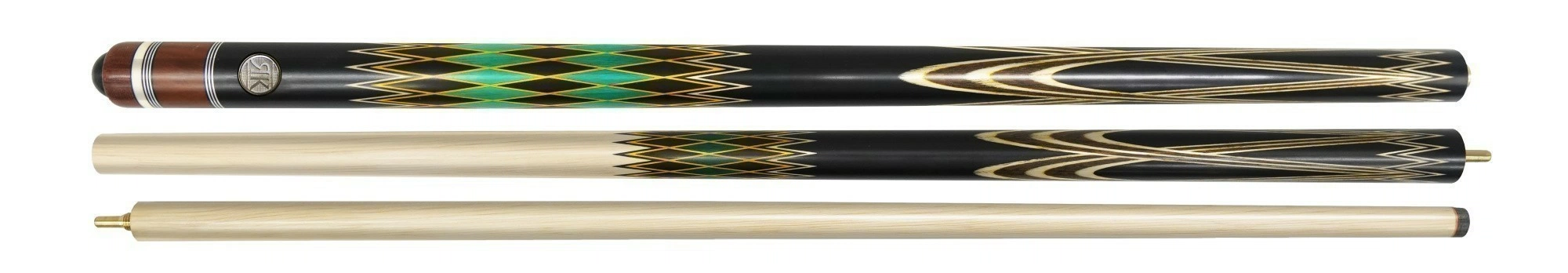 Кий 3-х составной Алмаз, черный граб/белый граб/ясень, 5-запилов